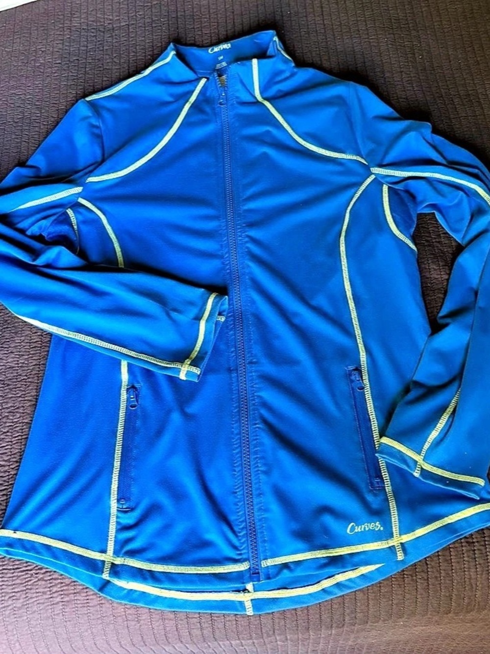 Curves Blue Zip Front Jacket Size Small Like New